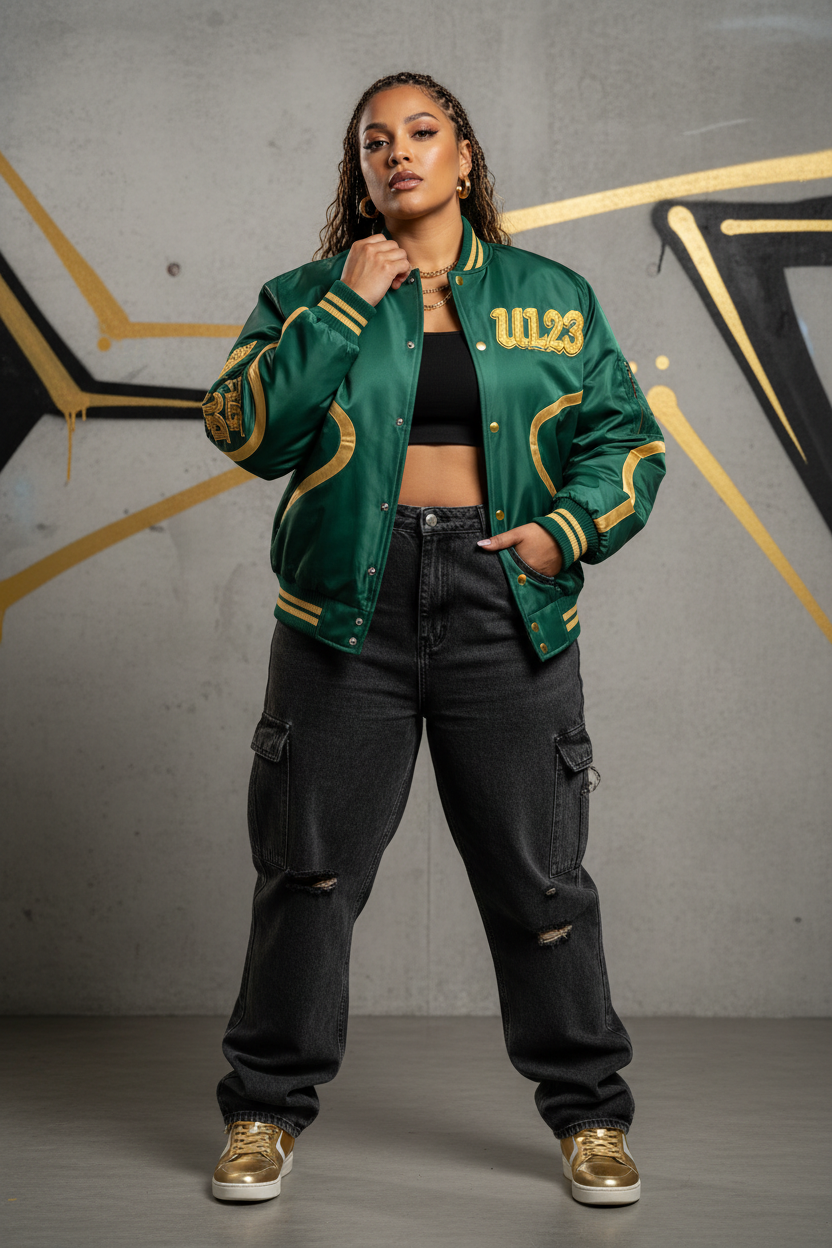 Bomber Jacket - Green & Gold