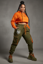 Cargo Joggers - Olive & Orange