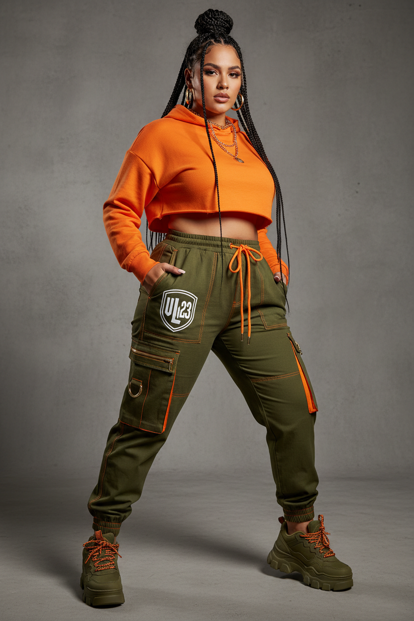 Cargo Joggers - Olive & Orange