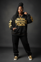 Oversized Graphic Hoodie - Black & Gold