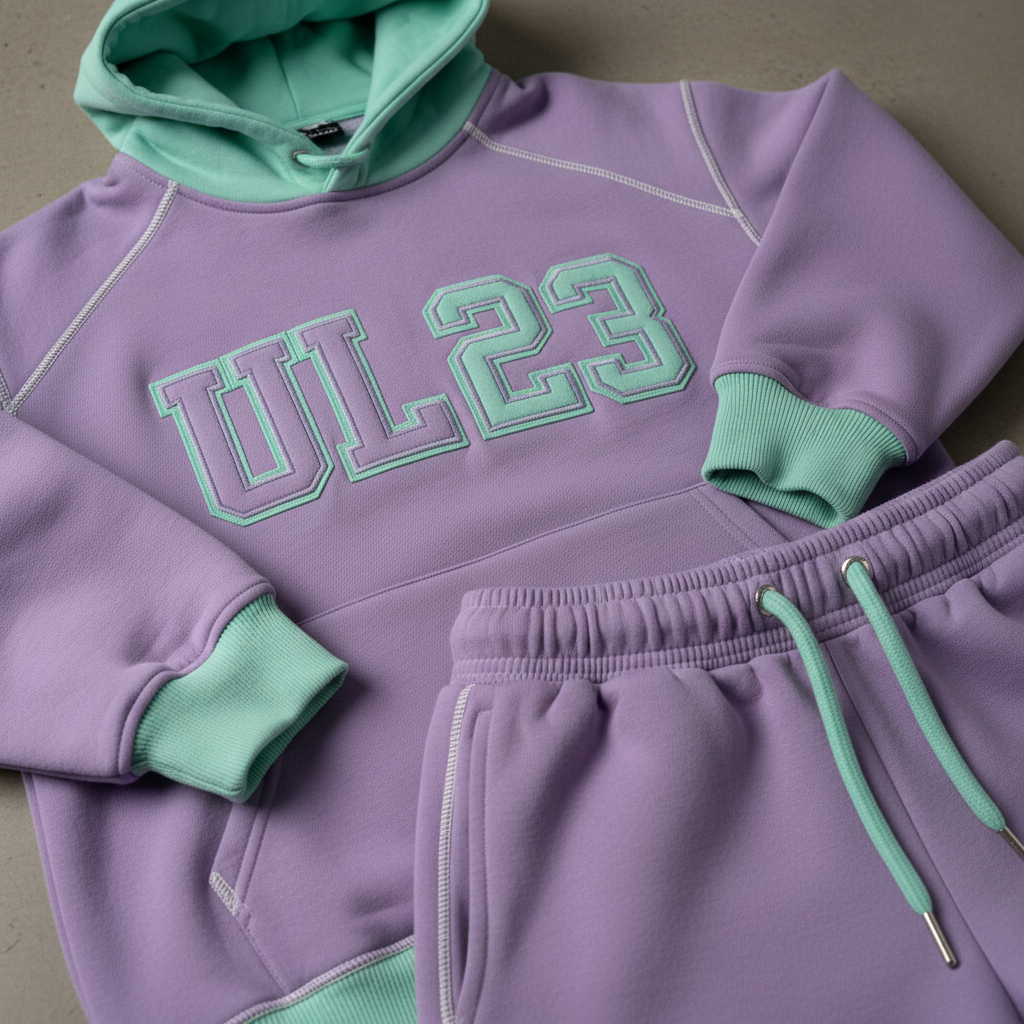 Petite Hoodie Set Detail - Lavender & Mint