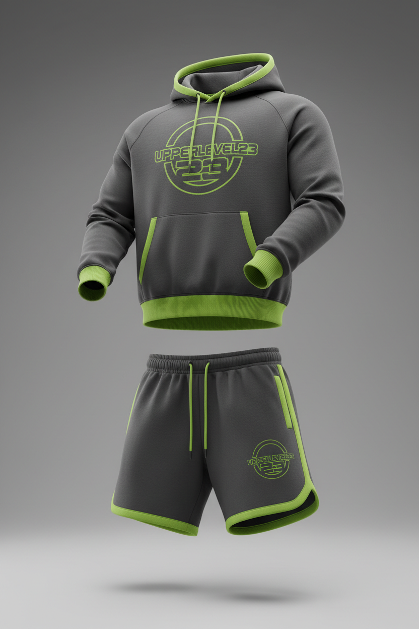 Petite Hoodie Set Display - Charcoal & Lime