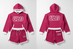 Petite Hoodie Set Front & Back - Magenta & White