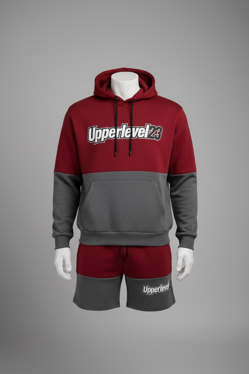 Petite Hoodie Set Mannequin - Red & Gray