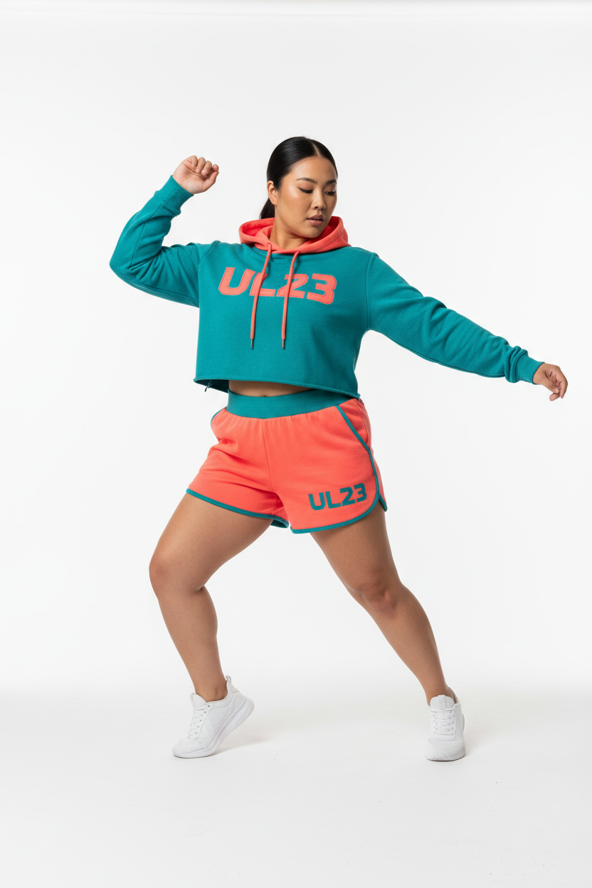 Petite Hoodie Set - Teal & Coral